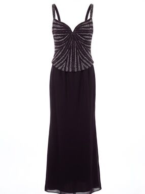Daymor Couture Sleeveless Beaded Maxi Dress in Deep Plum
